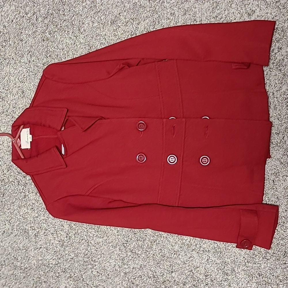 Womens pea coat Forever 21 red holidays fall
